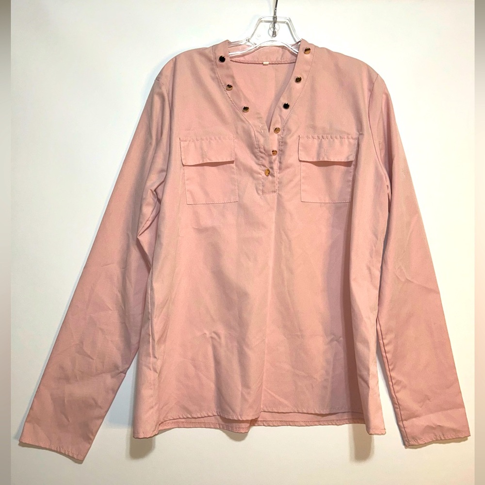 Light pink business casual blouse(large)